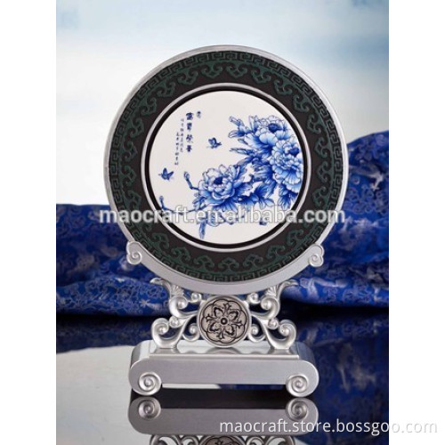 Top grade China Traditional Porcelain Table Plate-Blooming Flower with Activated carbon Decoration crafts for gifts